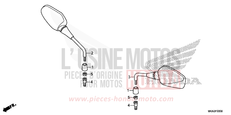 MIROIR von NC750X DCT MAT GUNPOWDER BLACK METALLIC (NH436) von 2017